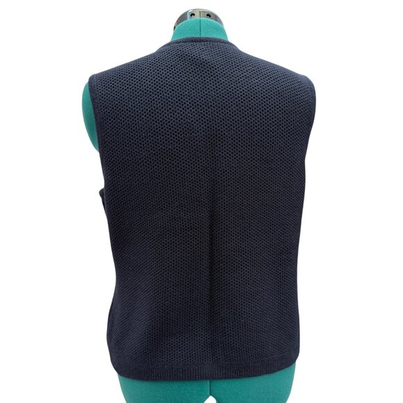 Requirements Womens Navy Blue Waffle Knit Zip Vest Size Large Vintage - Picture 4 of 16